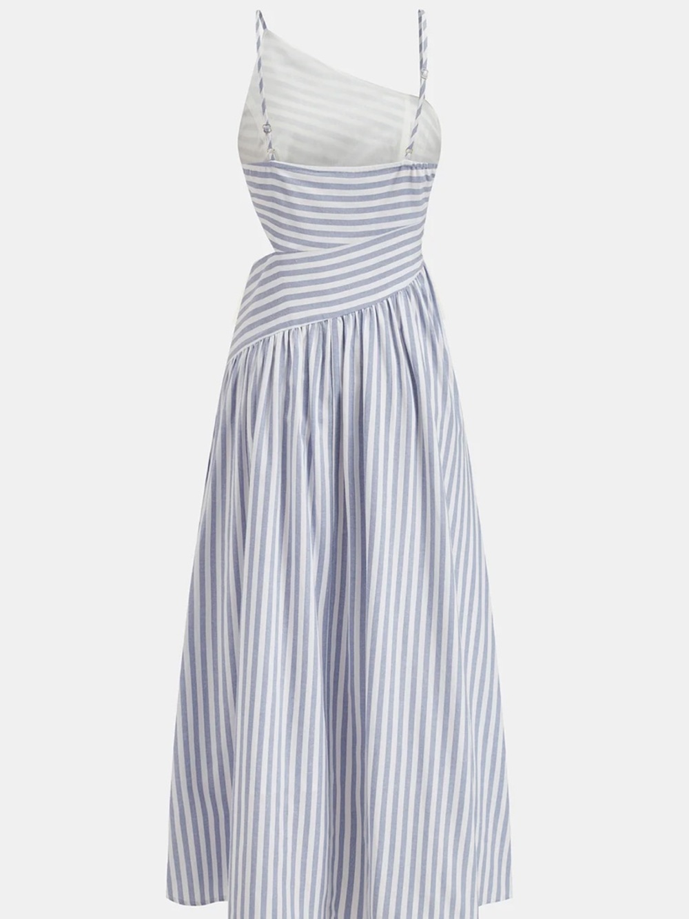 Commense Blue and White Striped Asymmetrical Cut-Out Maxi Dress Size S - Picture 2 of 4